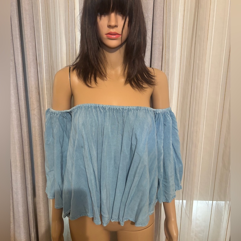 Hippie Style | Off-Shoulder Blue Top